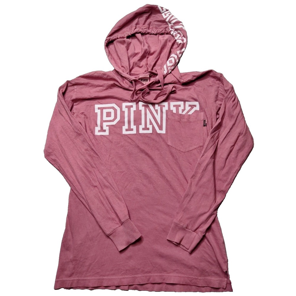 PINK‎ VICTORIAS SECRET Dusty Rose Pullover Lightweight Hooded Shirt - Women XS